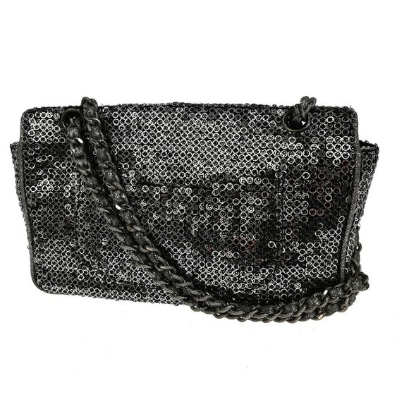 Chanel Silver Sequins Double Chain Shoulder Bag - Picture 2 of 12